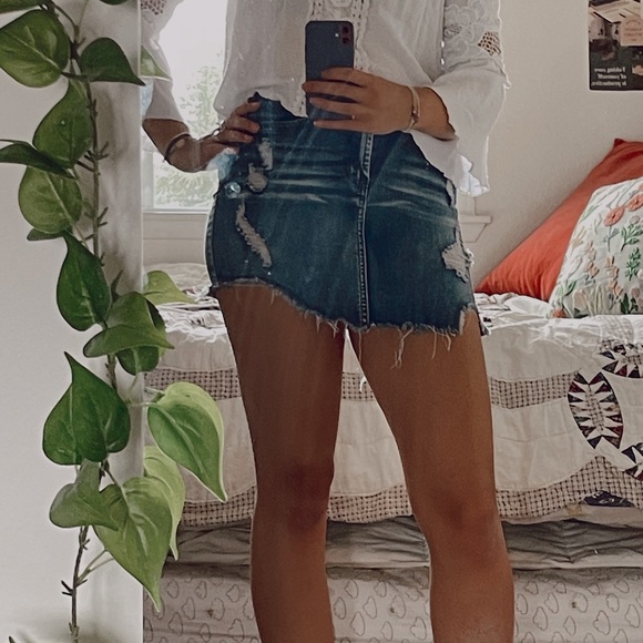 Ripped Mini Jean Skirt - Picture 3 of 5